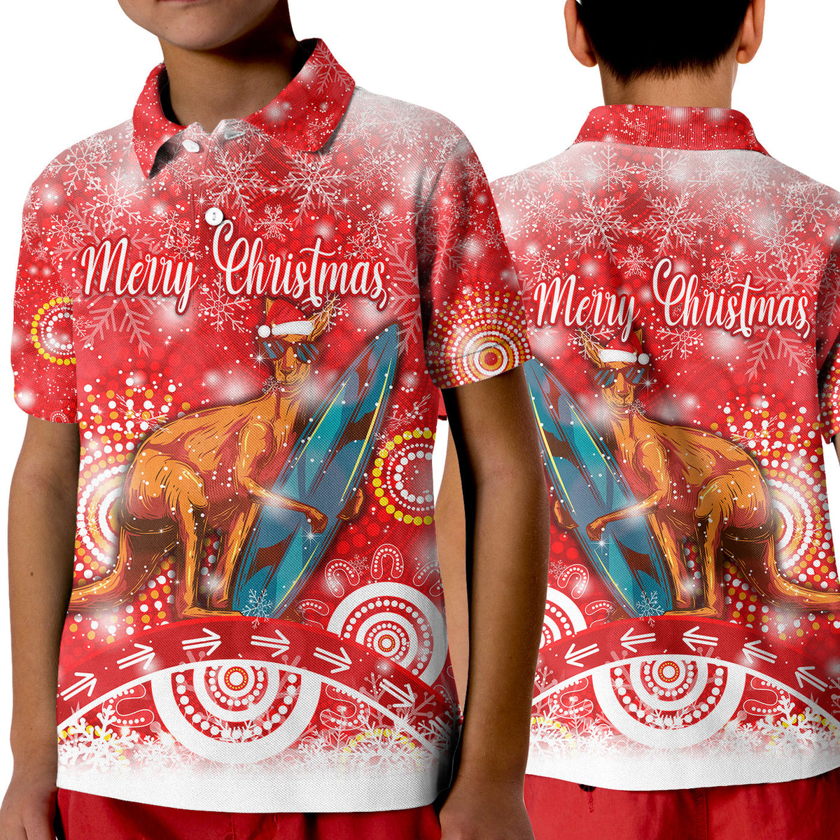 australia-kangaroo-christmas-polo-shirt-kid-original-style-red