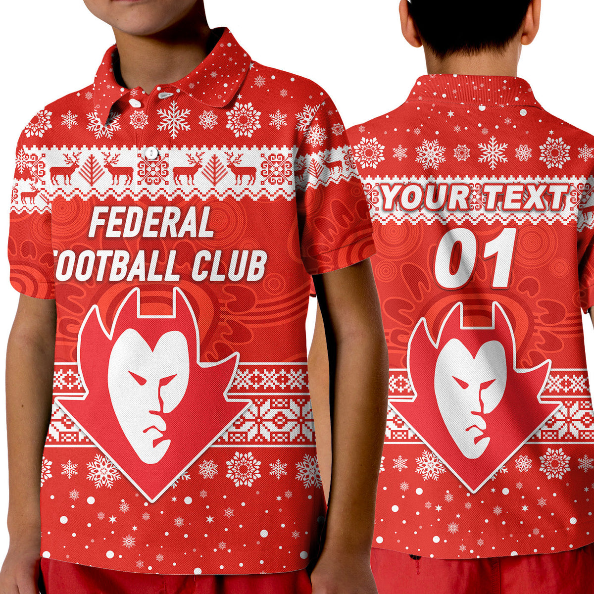 custom-personalised-federal-football-club-polo-shirt-kid-christmas-simple-style-red