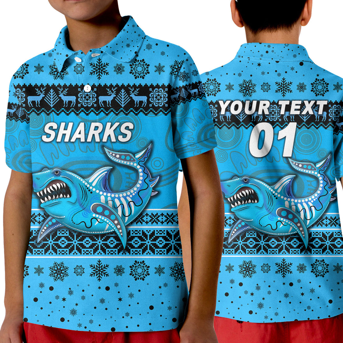 custom-personalised-cronulla-sutherland-sharks-polo-shirt-kid-christmas-simple-style-blue