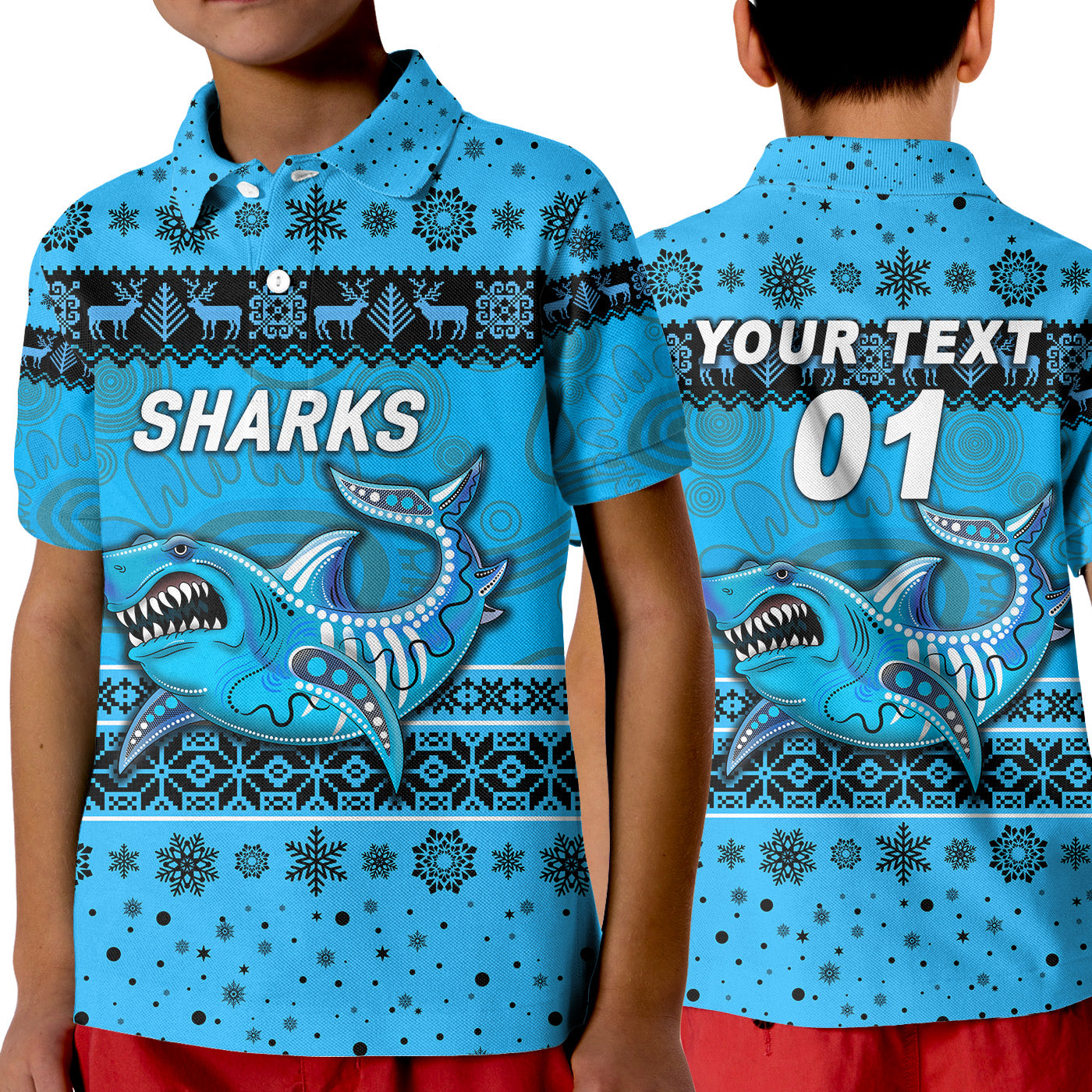 custom-personalised-cronulla-sutherland-sharks-polo-shirt-kid-christmas-simple-style-blue