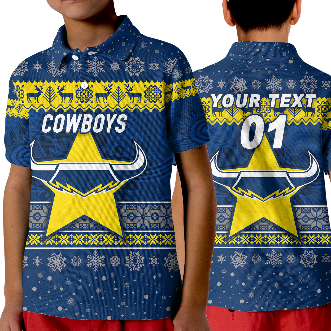 custom-personalised-north-queensland-cowboys-polo-shirt-kid-christmas-simple-style