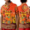 aboriginal-art-koala-polo-shirt-kid-indigenous-unique-vibes-orange