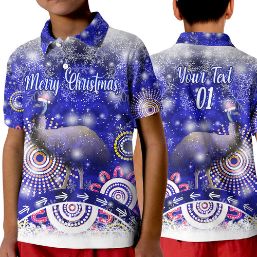 custom-personalised-australia-emu-christmas-polo-shirt-kid-original-style-blue