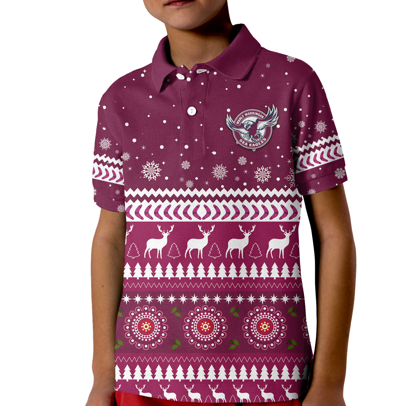 sea-eagles-christmas-polo-shirt-kid-manly-warringah