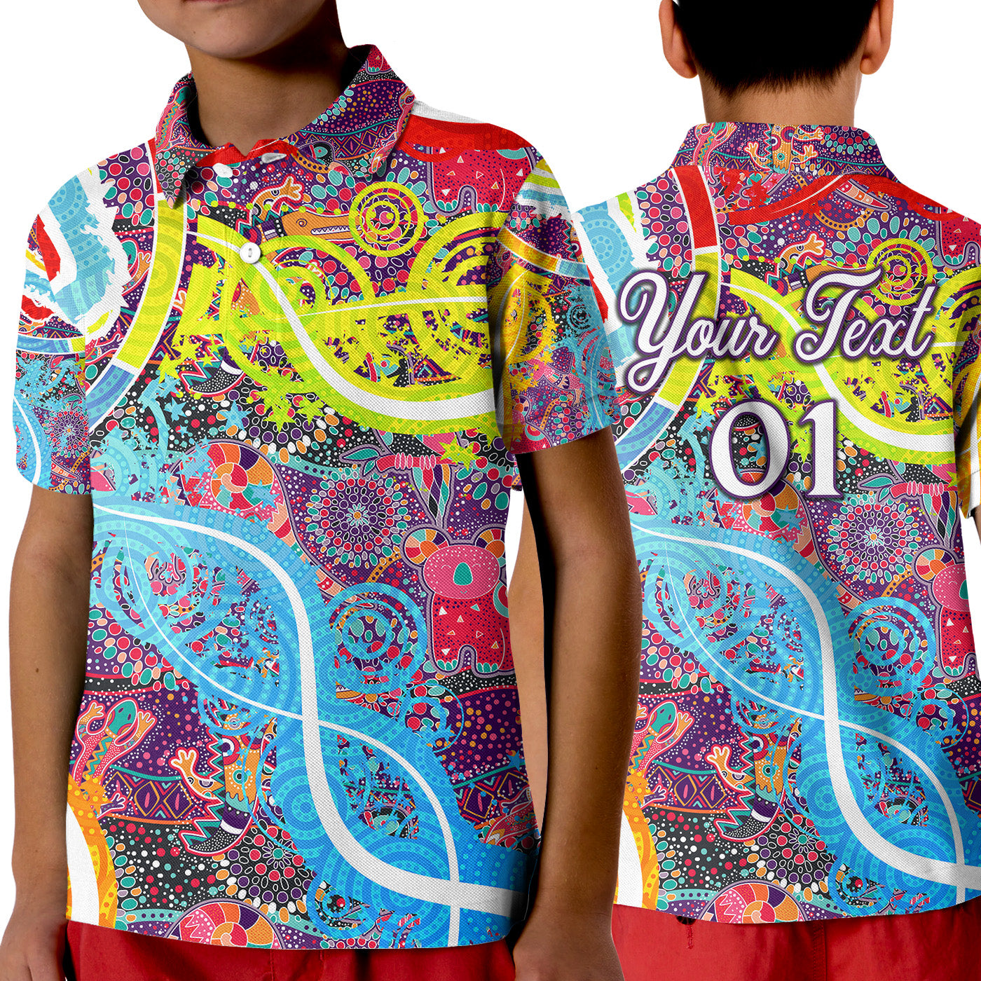 custom-personalised-aboriginal-art-colorful-vibes-polo-shirt-kid-indigenous