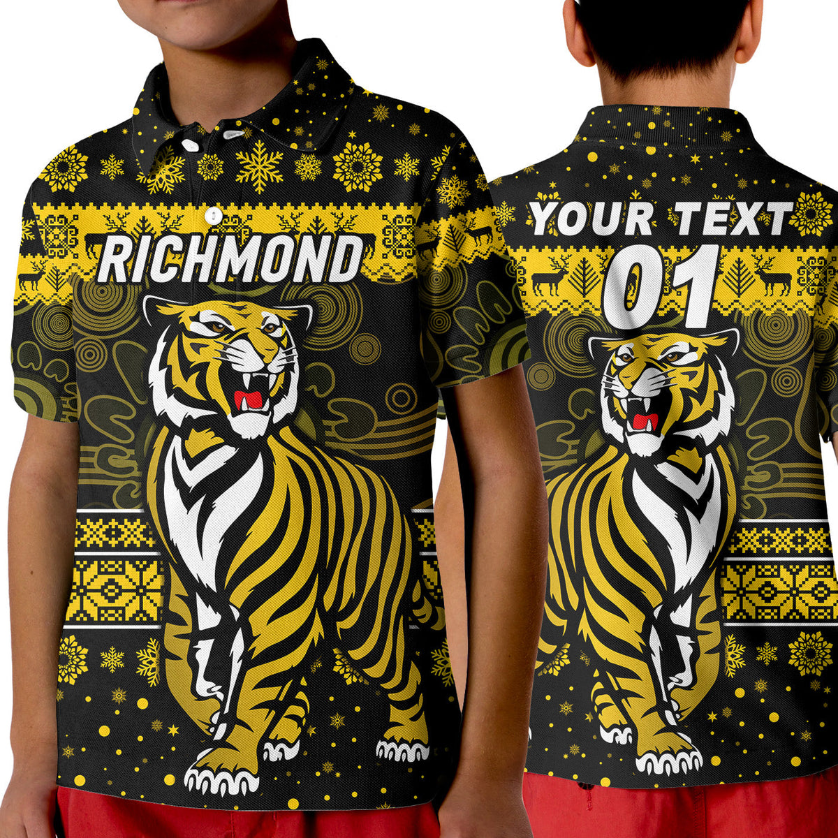 custom-personalised-richmond-tigers-polo-shirt-kid-christmas-simple-style