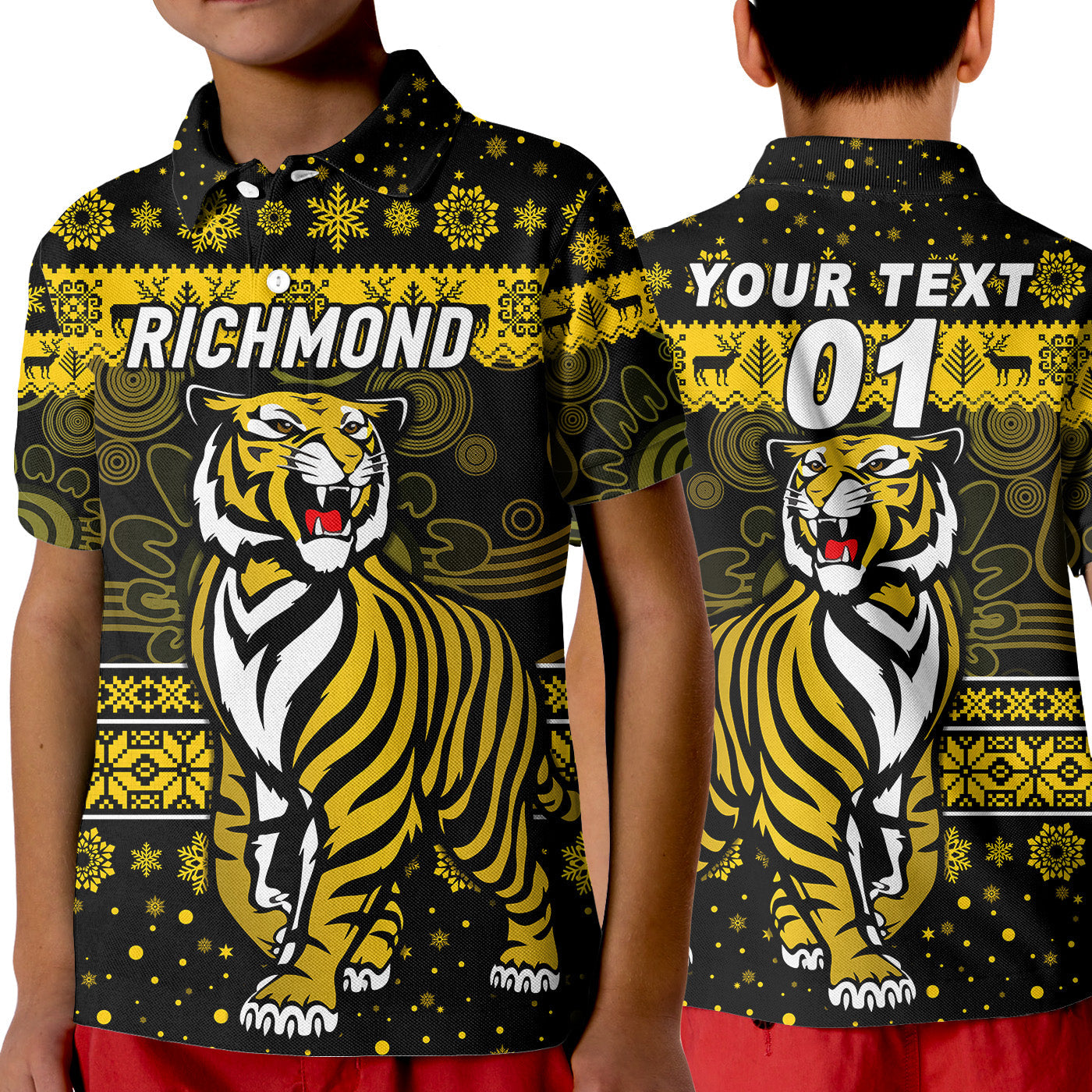 custom-personalised-richmond-tigers-polo-shirt-kid-christmas-simple-style