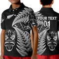 custom-personalised-new-zealand-haka-rugby-maori-polo-shirt-kid-silver-fern-vibes-black