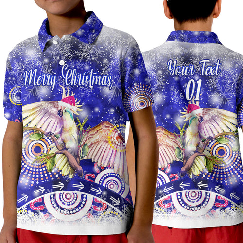 custom-personalised-australia-cockatoo-christmas-polo-shirt-kid-original-style-blue