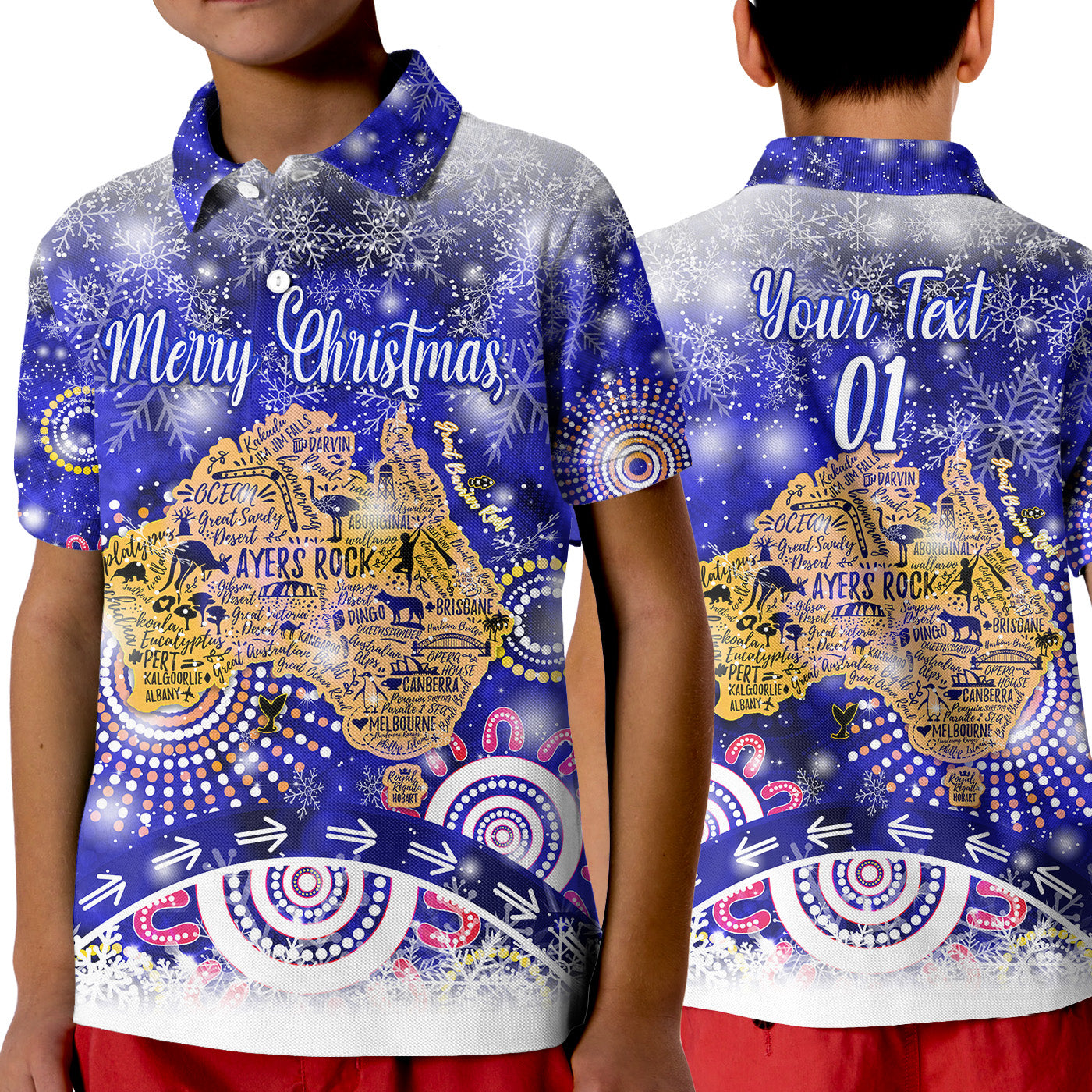 custom-personalised-australia-map-christmas-polo-shirt-kid-original-style-blue