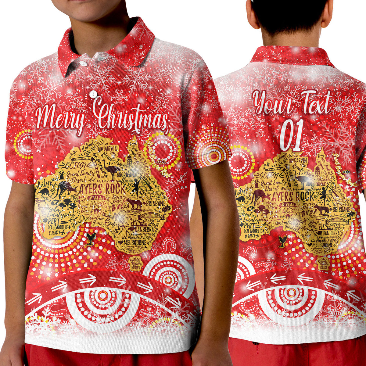 custom-personalised-australia-map-christmas-polo-shirt-kid-original-style-red