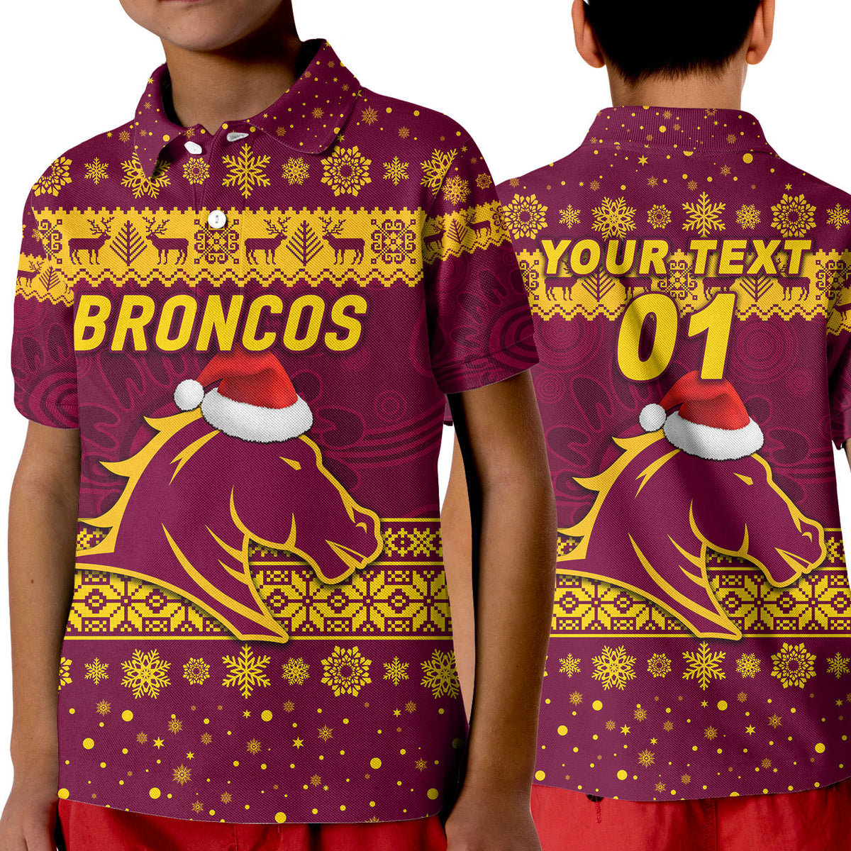 custom-personalised-brisbane-broncos-polo-shirt-kid-christmas-simple-style