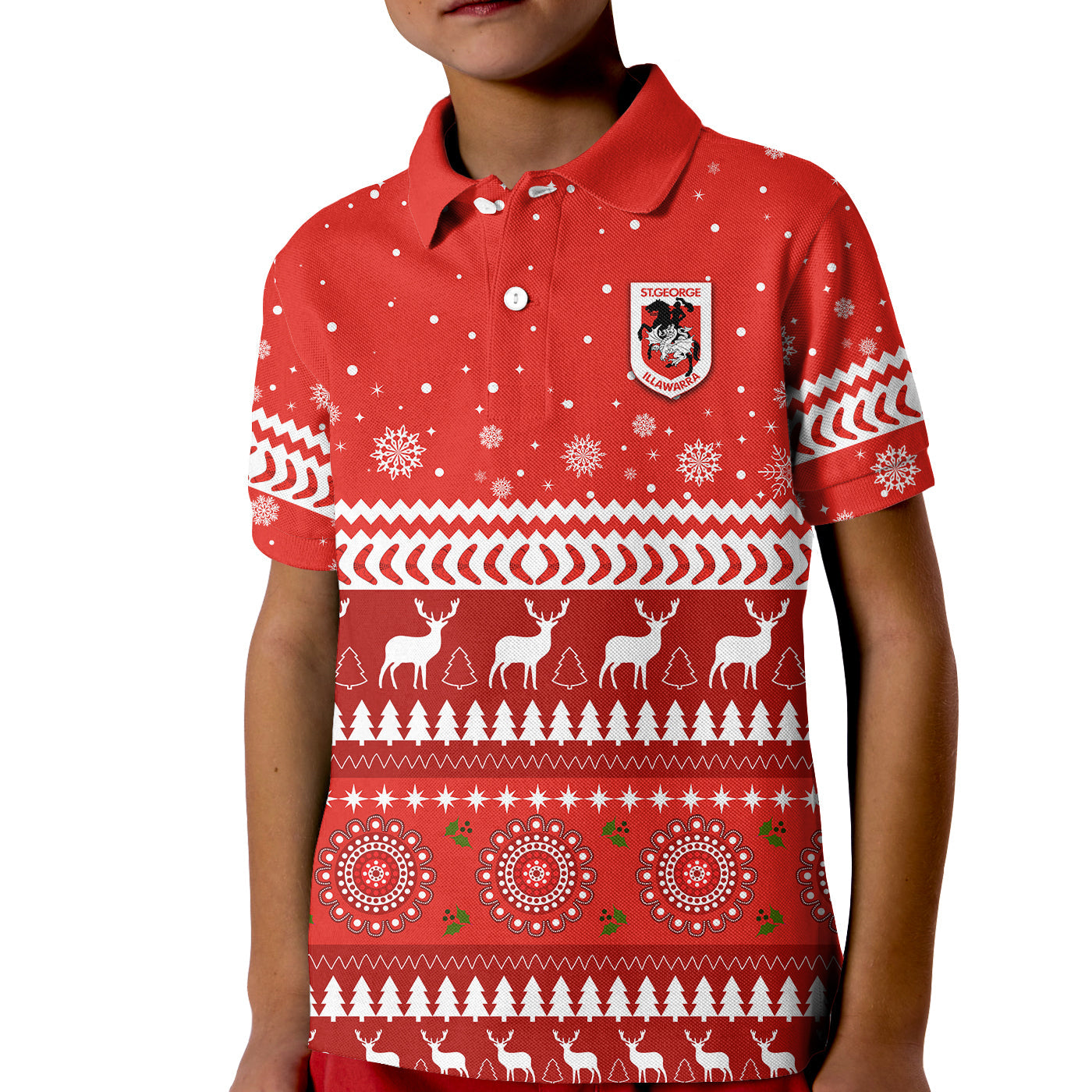 custom-personalised-dragons-polo-shirt-kid-christmas-st-george-illawarra
