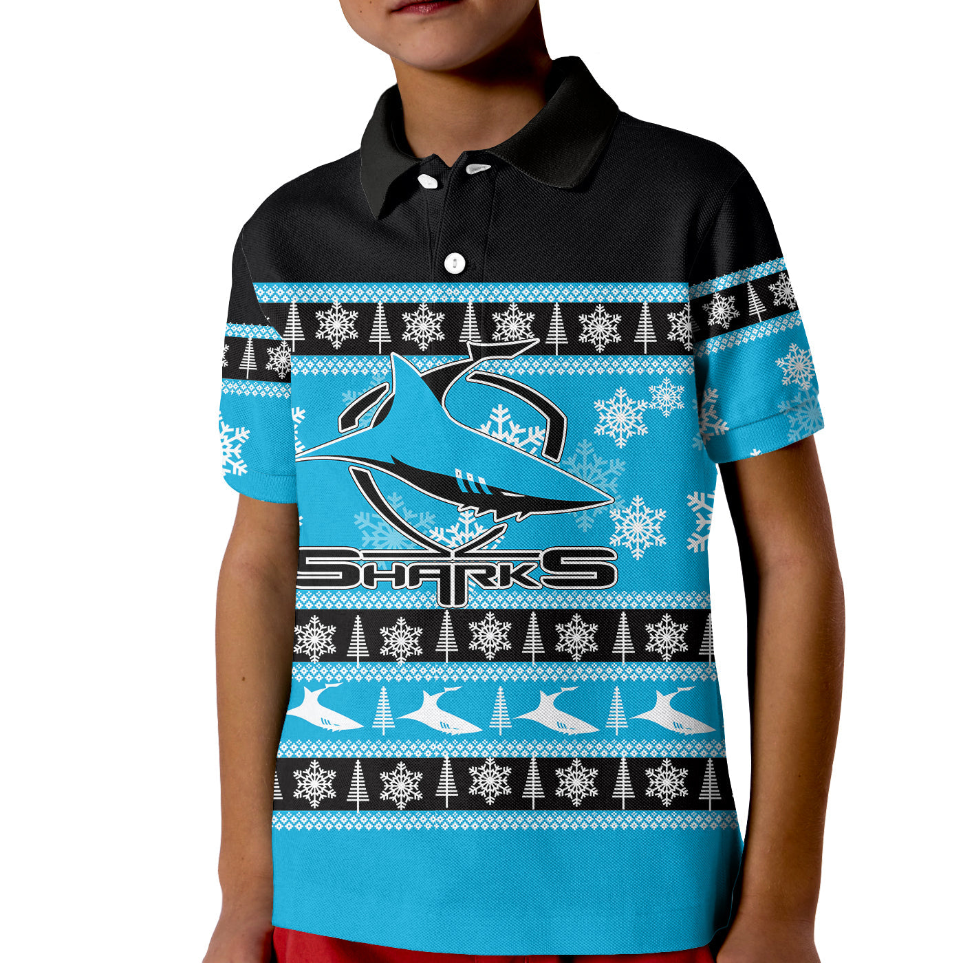 cronulla-sutherland-sharks-polo-shirt-kid-christmas-2021