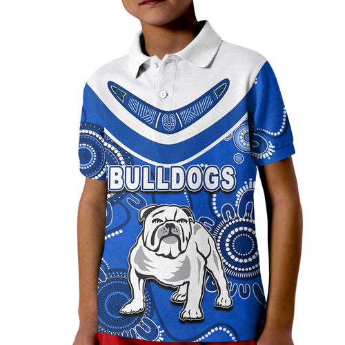 (Custom Personalised) Bulldogs Rugby Aboriginal Boomerang Polo Shirt Jersey  LT6