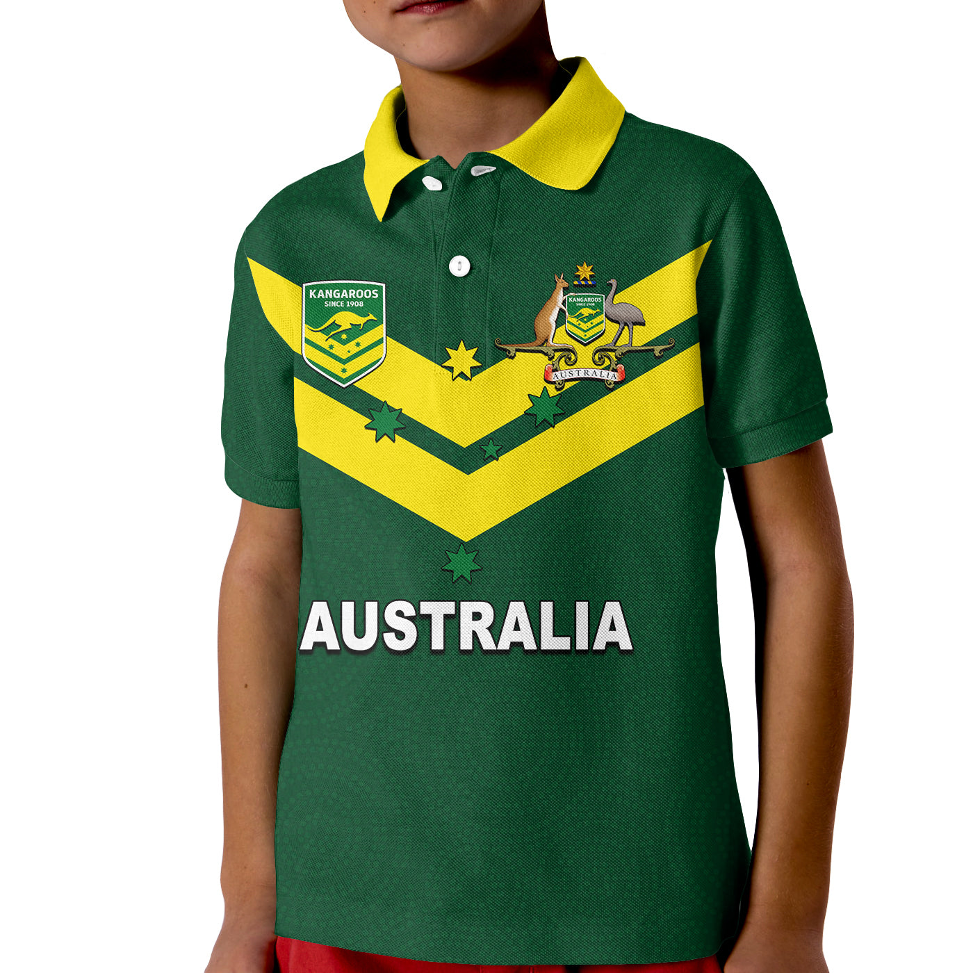 (Custom Personalised And Number) Australia Polo Shirt KID Rugby World Cup 2022