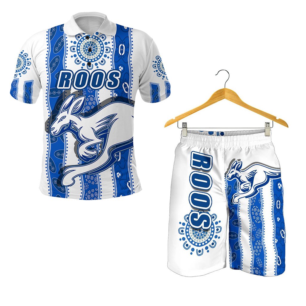 combo-polo-shirt-and-men-short-melbourne-kangaroos-indigenous-north-roos-white