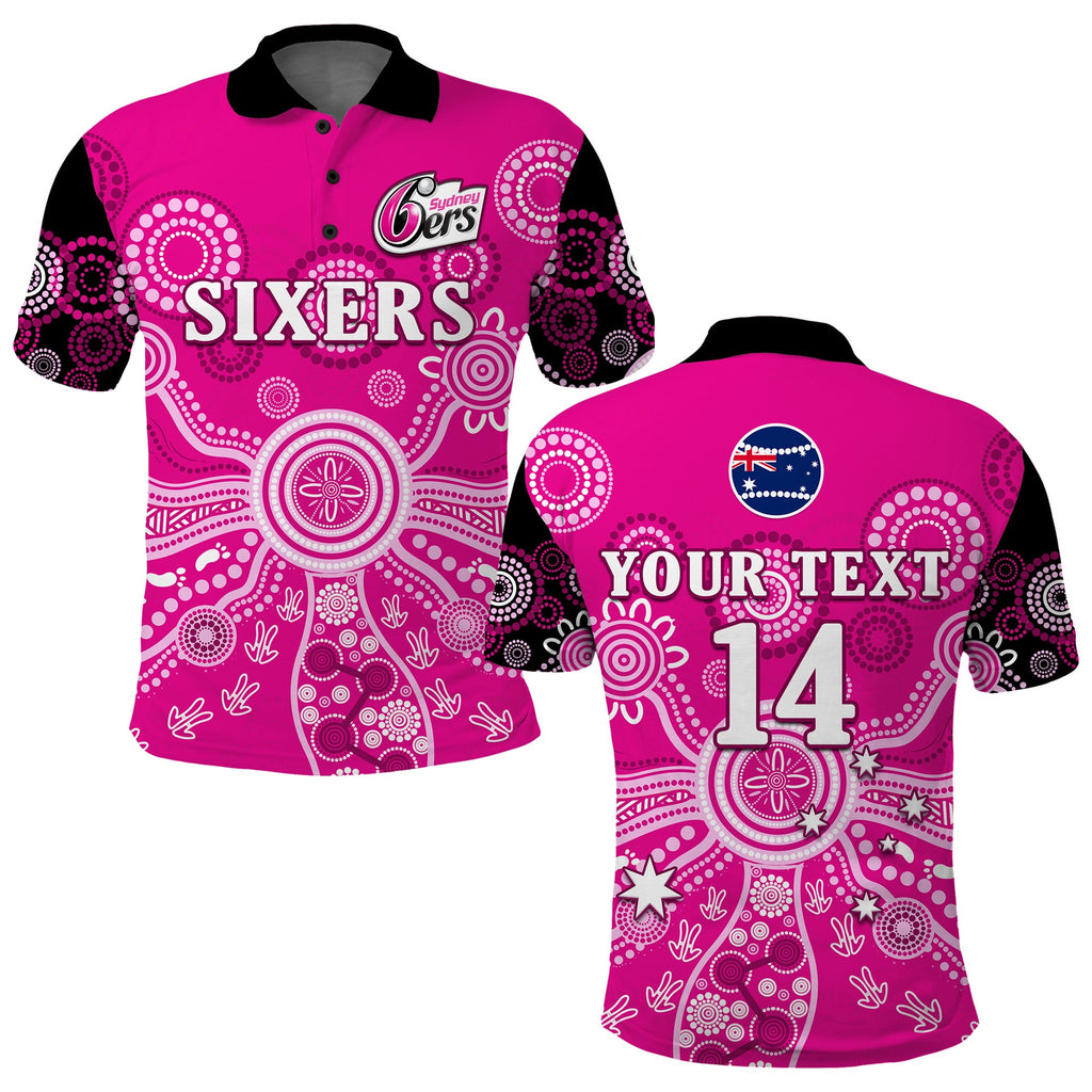 custom-text-and-number-sydney-sixers-polo-shirt-cricket-indigenous-australian-art-ver01