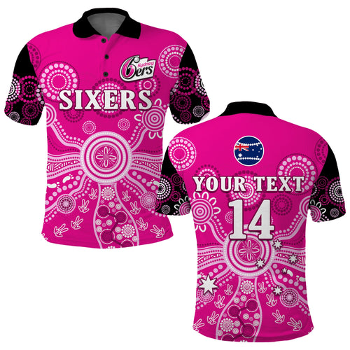 custom-text-and-number-sydney-sixers-polo-shirt-cricket-indigenous-australian-art-ver01