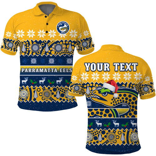 custom-personalised-parramatta-eels-christmas-polo-shirt-parra-aboriginal-art-merry-xmas