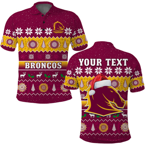 custom-personalised-broncos-christmas-polo-shirt-brisbane-aboriginal-art-merry-xmas