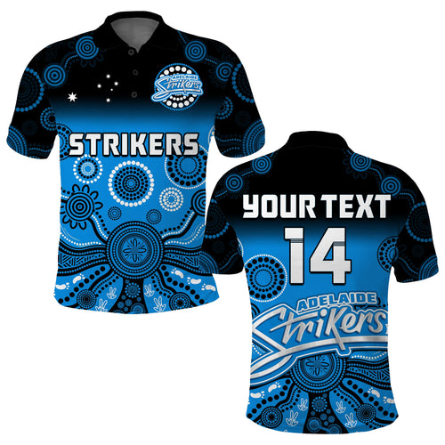custom-text-and-number-adelaide-strikers-polo-shirt-gradient-aboriginal-dot-painting