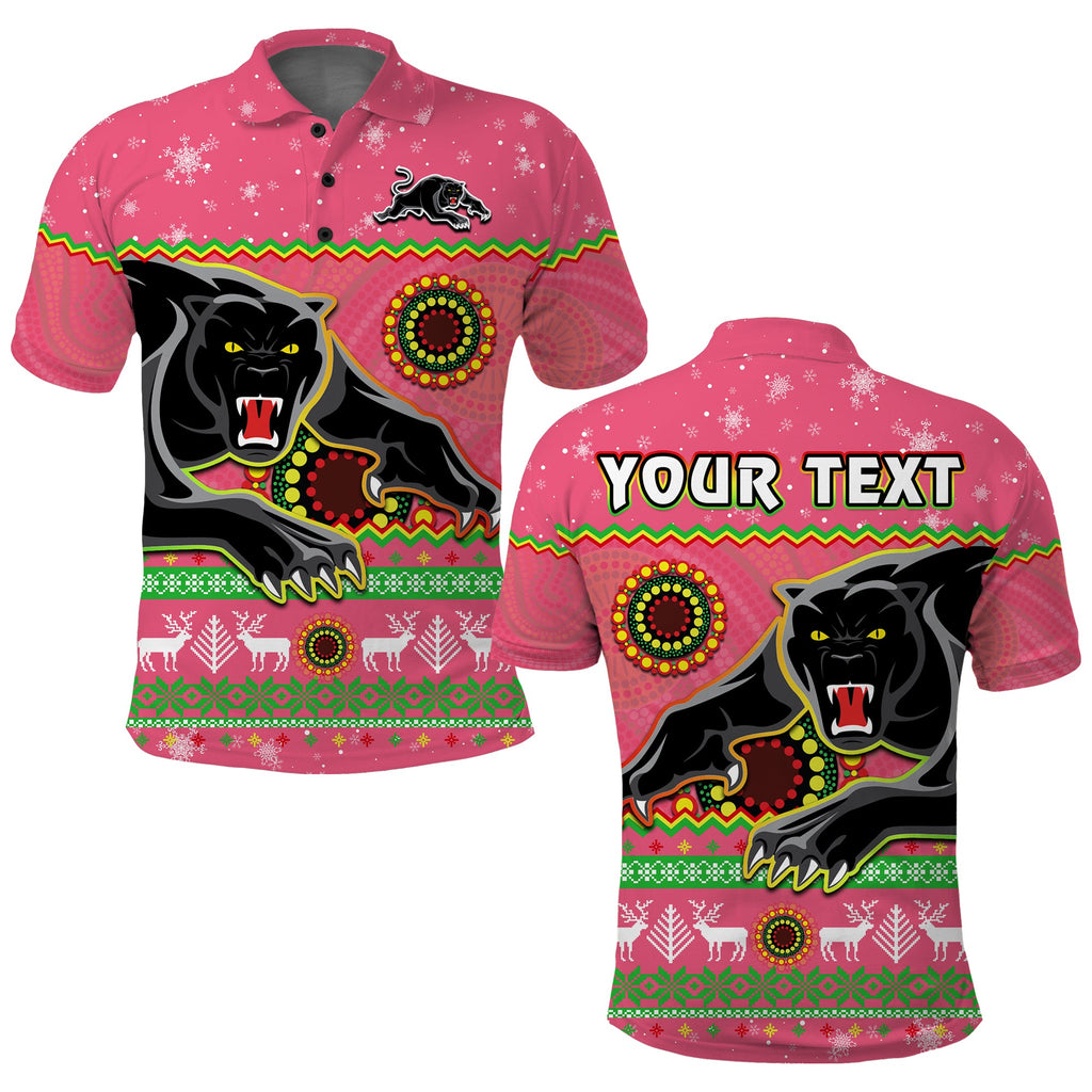 custom-personalised-panthers-christmas-polo-shirt-aboriginal-pattern-penrith-pink-version