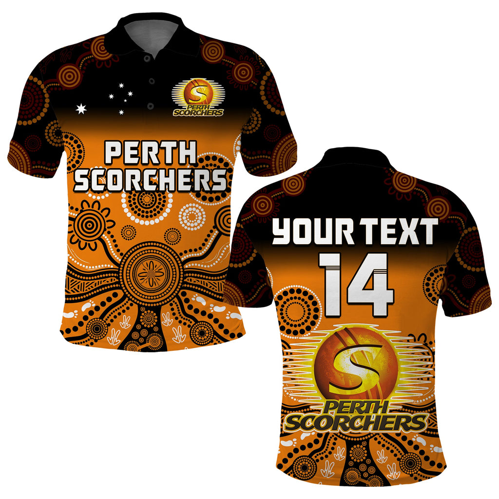 custom-text-and-number-perth-scorchers-polo-shirt-gradient-aboriginal-dot-painting
