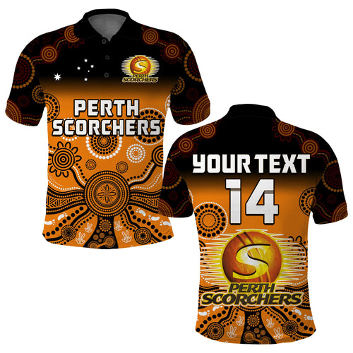 custom-text-and-number-perth-scorchers-polo-shirt-gradient-aboriginal-dot-painting