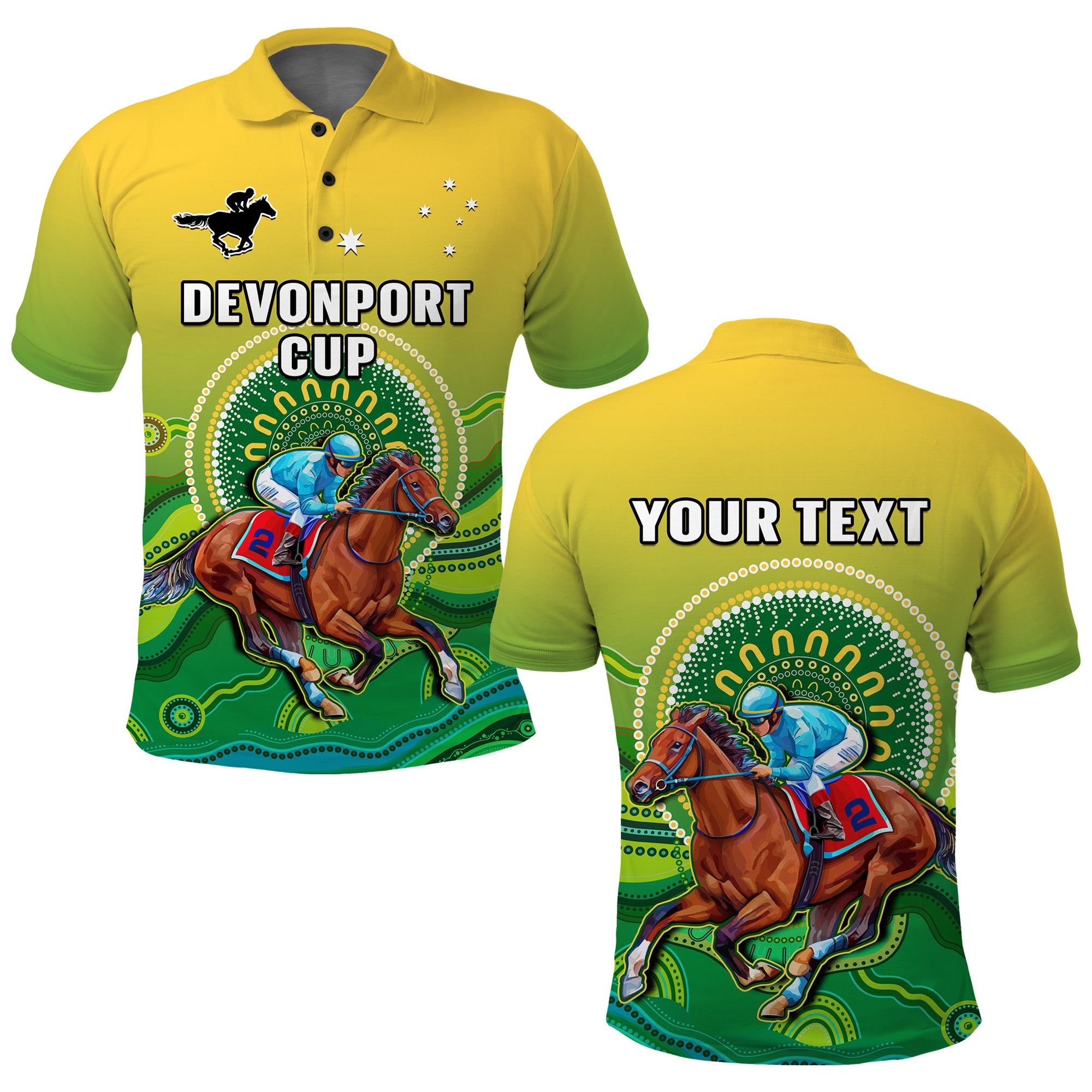 custom-personalised-australia-devonport-cup-2023-polo-shirt-horse-racing-indigenous-art