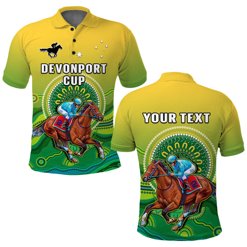custom-personalised-australia-devonport-cup-2023-polo-shirt-horse-racing-indigenous-art