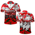 custom-text-and-number-dragons-rugby-anzac-2023-polo-shirt-aboriginal-mix-poppy-lest-we-forget