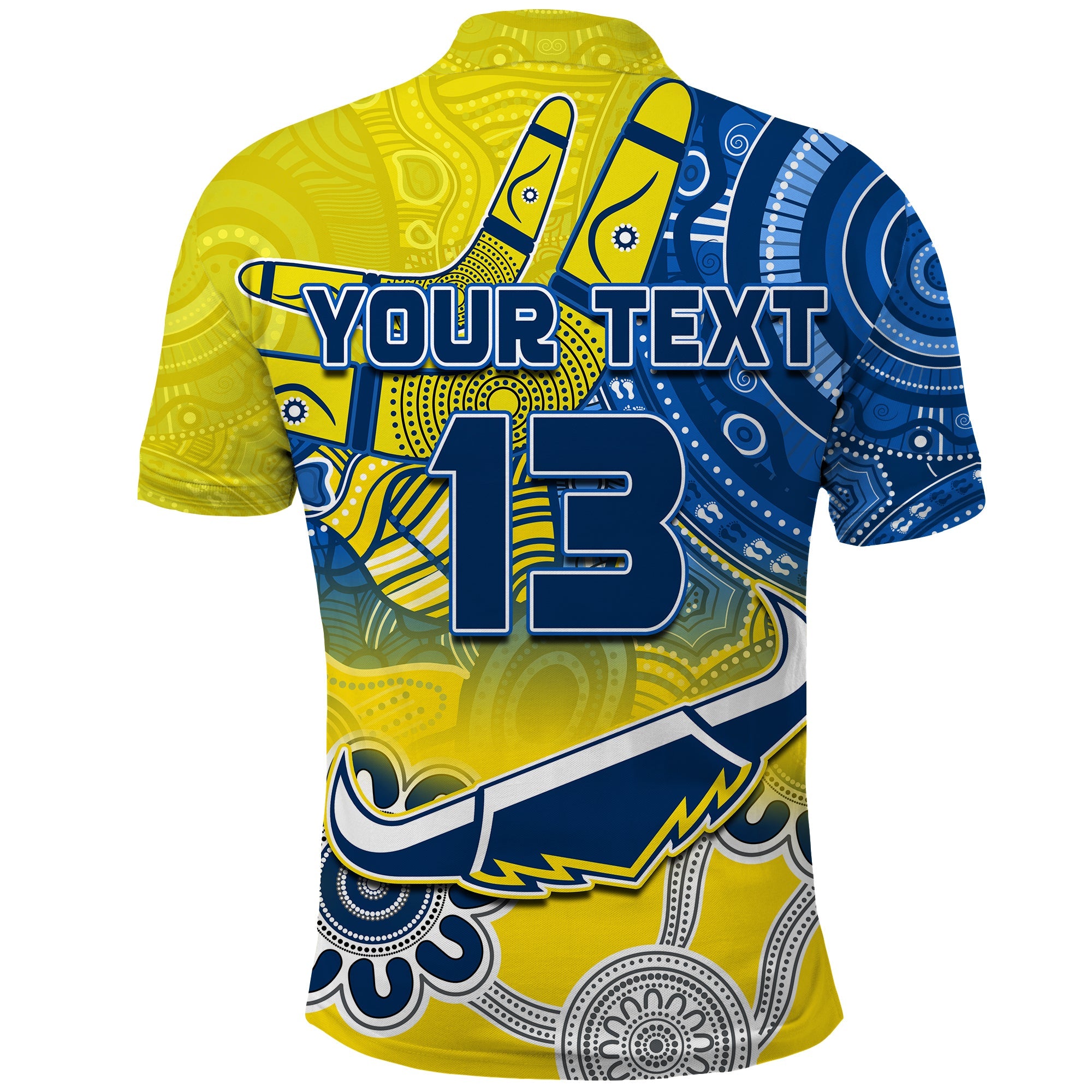 custom-text-and-number-cowboys-rugby-polo-shirt-aboriginal-boomerang-go-premiers-north-queensland