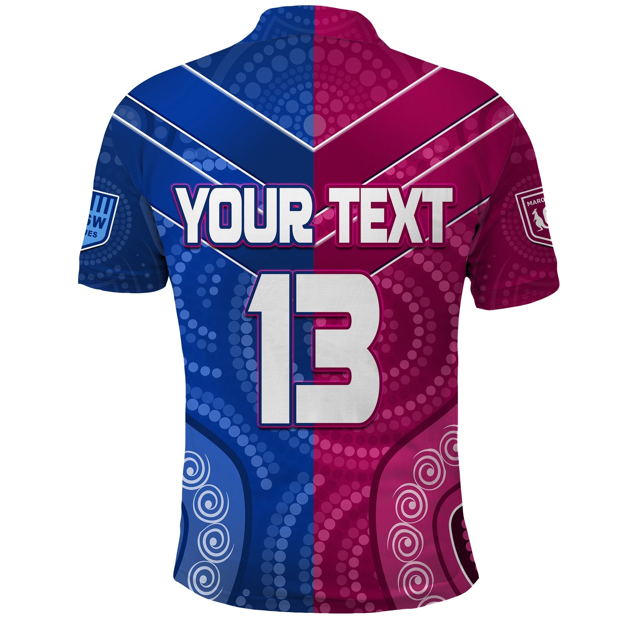 custom-text-and-number-blues-and-maroons-rugby-polo-shirt-origin-nsw-combine-queensland-aboriginal-australian-lt13