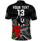 custom-text-and-number-magpies-football-anzac-day-polo-shirt-aboriginal-poppy-flowers