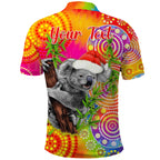 custom-personalised-australia-koala-aboriginal-polo-shirt-rainbow-tie-dye-merry-christmas