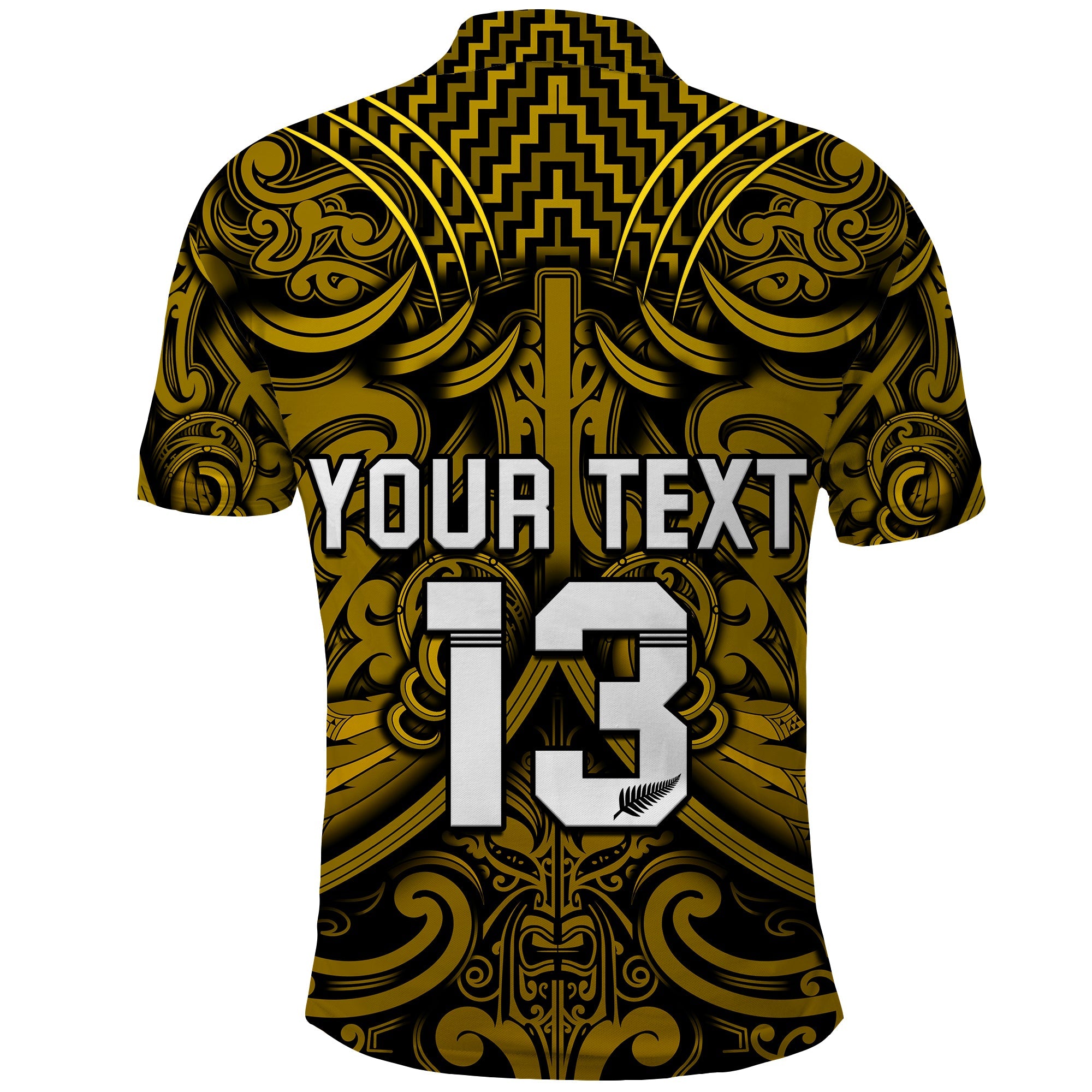custom-text-and-number-new-zealand-silver-fern-rugby-polo-shirt-all-black-gold-nz-maori-pattern