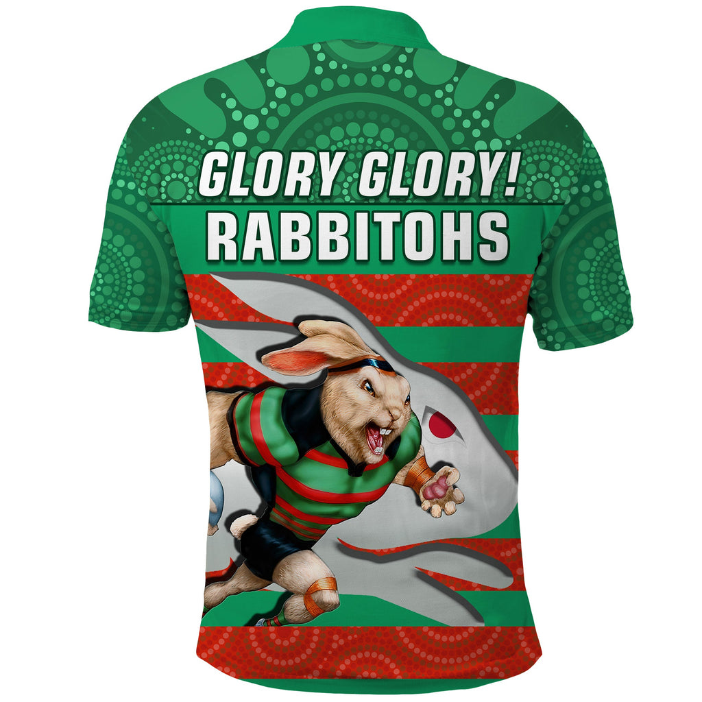 rabbitohs-rugby-polo-shirt-aboriginal-dot-painting-glory-glory-sporty-style