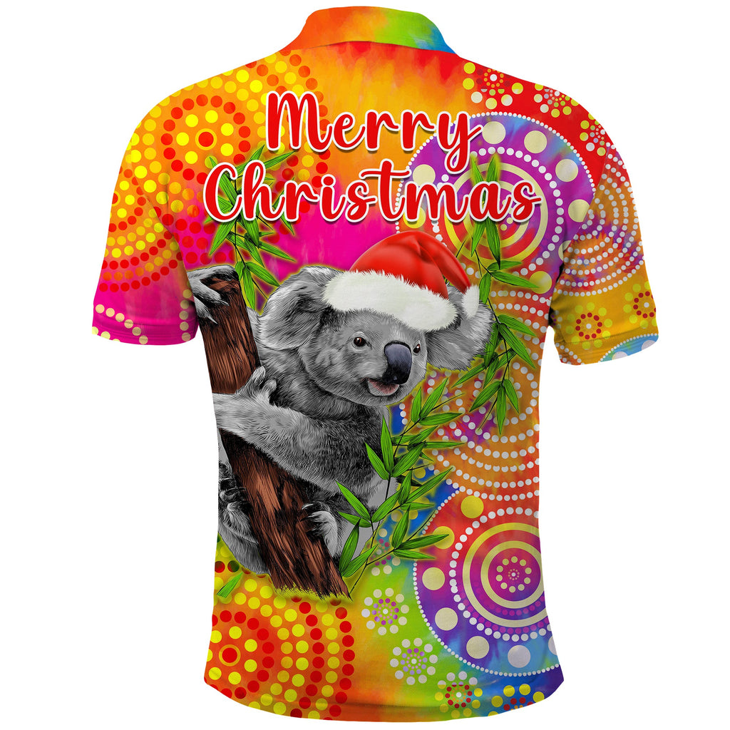 australia-koala-aboriginal-polo-shirt-rainbow-tie-dye-merry-christmas
