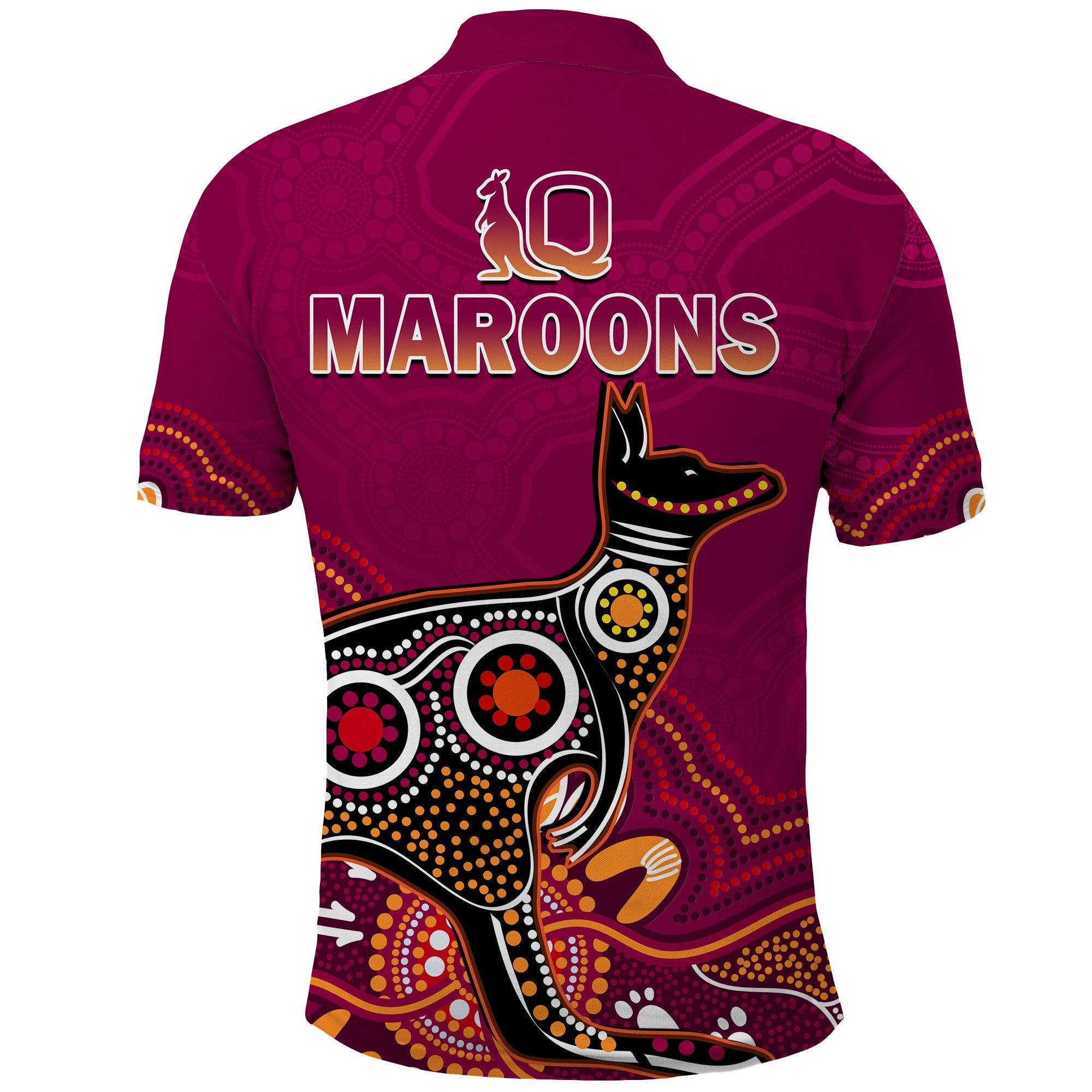maroons-rugby-polo-shirt-queensland-kangaroo-aboriginal-dot-paintings