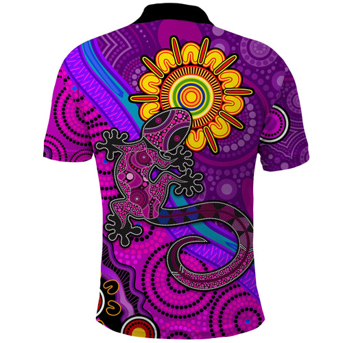 australia-lizard-and-sun-polo-shirt-aboriginal-art-purple