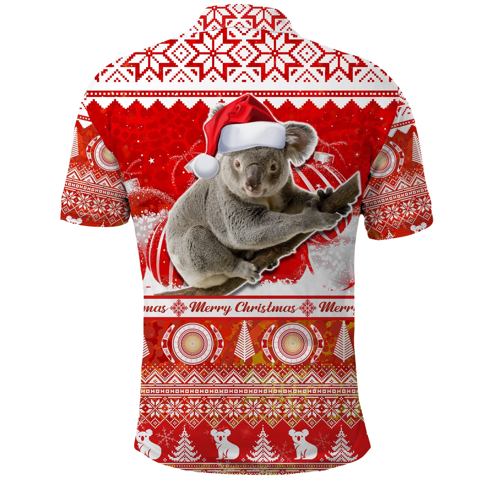 australia-polo-shirt-koala-aboriginal-painting-merry-christmas