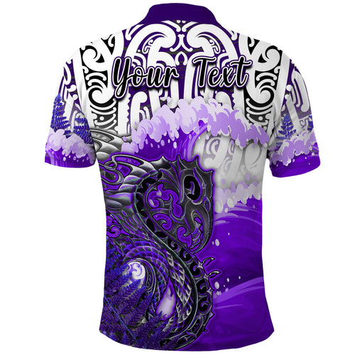 custom-personalised-manaia-maori-polo-shirt-fern-aotearoa-purple-waves
