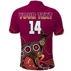 custom-text-and-number-maroons-rugby-polo-shirt-queensland-kangaroo-aboriginal-dot-paintings
