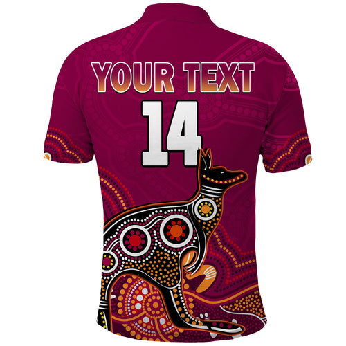 custom-text-and-number-maroons-rugby-polo-shirt-queensland-kangaroo-aboriginal-dot-paintings