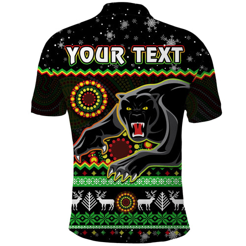 custom-personalised-panthers-christmas-polo-shirt-aboriginal-pattern-penrith-black-version