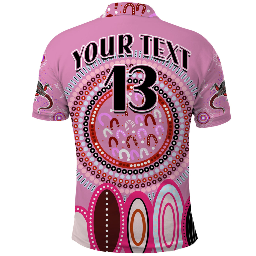custom-text-and-number-aboriginal-stand-up-polo-shirt-circle-dot-with-lizard-version-pink