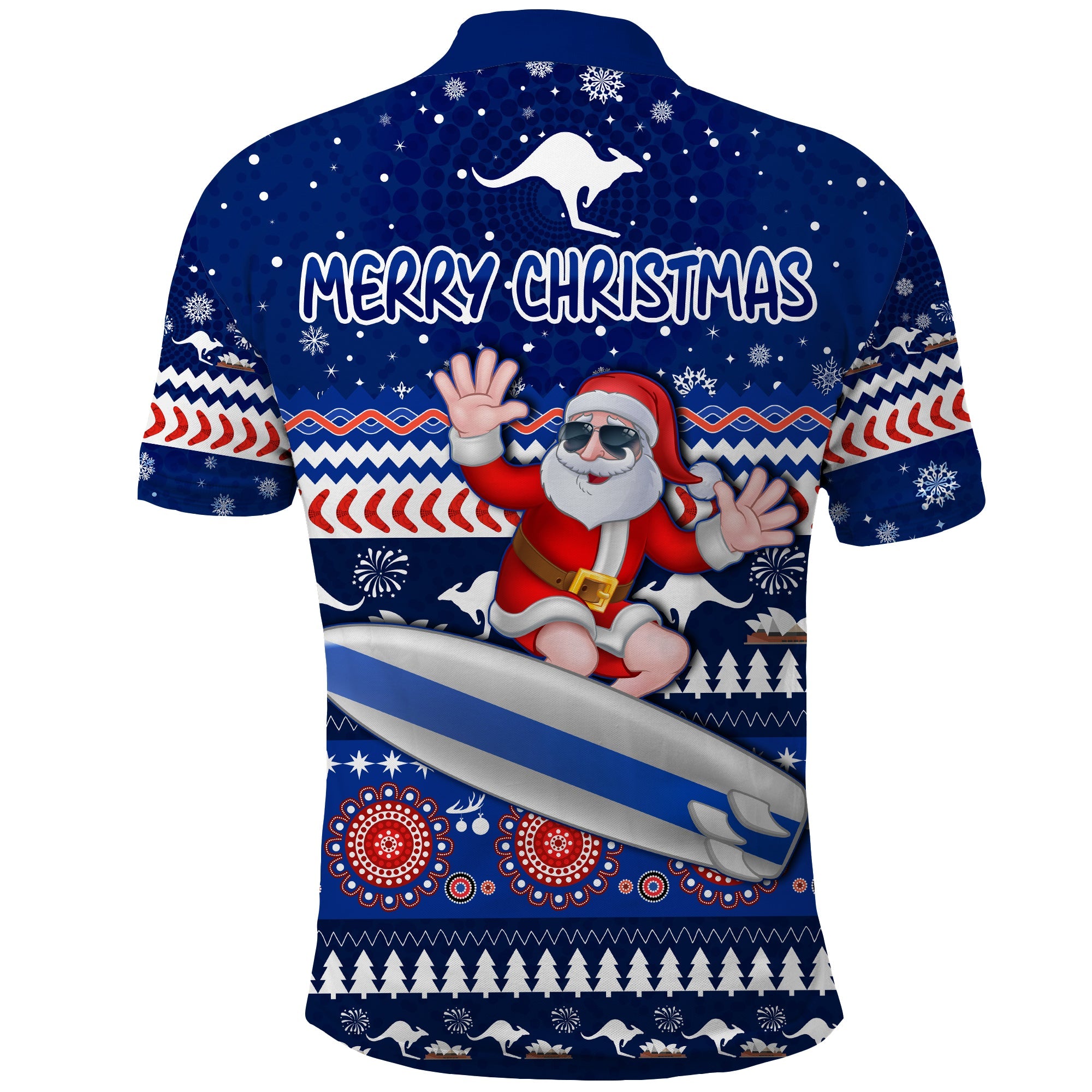 australia-christmas-polo-shirt-aussie-aboriginal-santa-claus-is-surfing-with-kangaroo