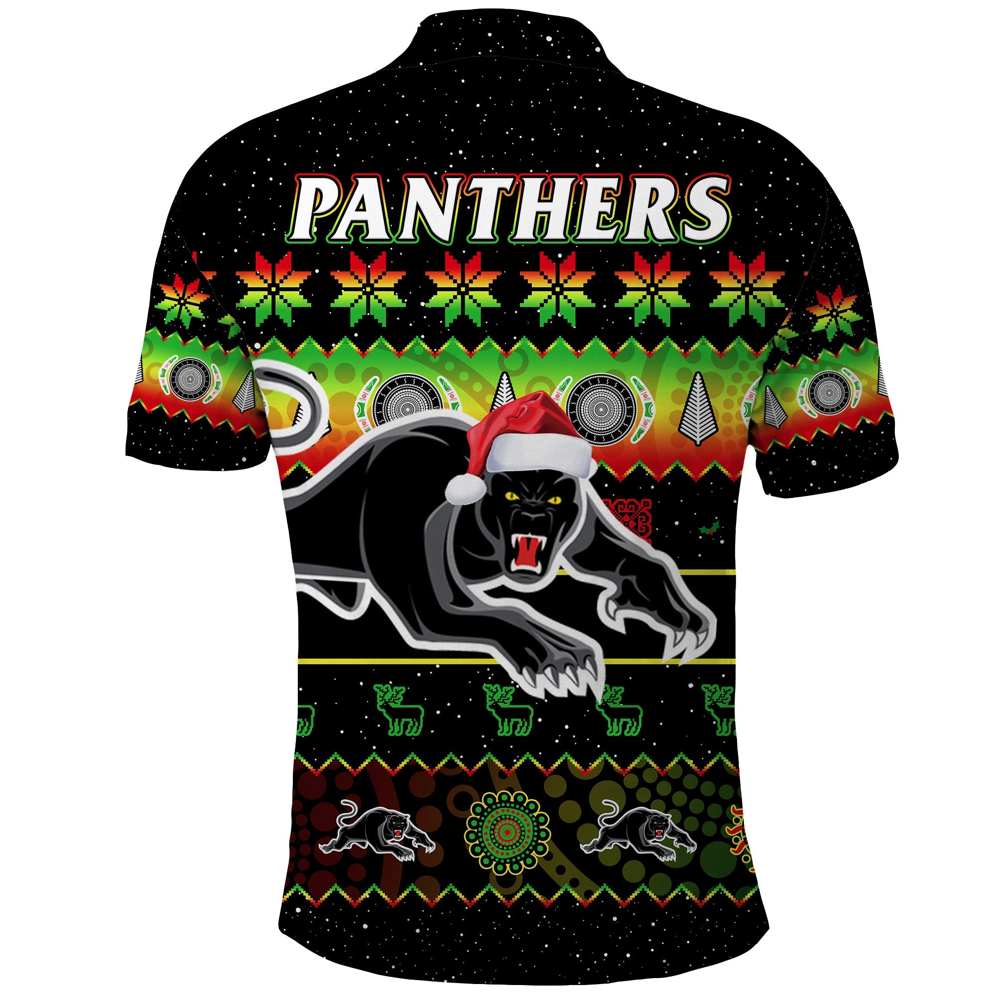 penrith-panthers-christmas-polo-shirt-the-riff-aboriginal-art-merry-xmas