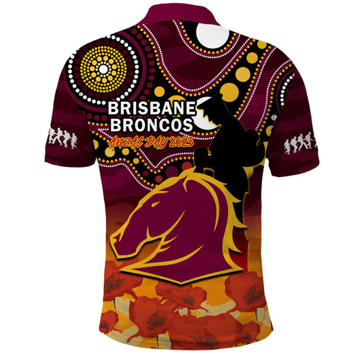 brisbane-broncos-rugby-anzac-2023-polo-shirt-aboriginal-mix-poppy-lest-we-forget